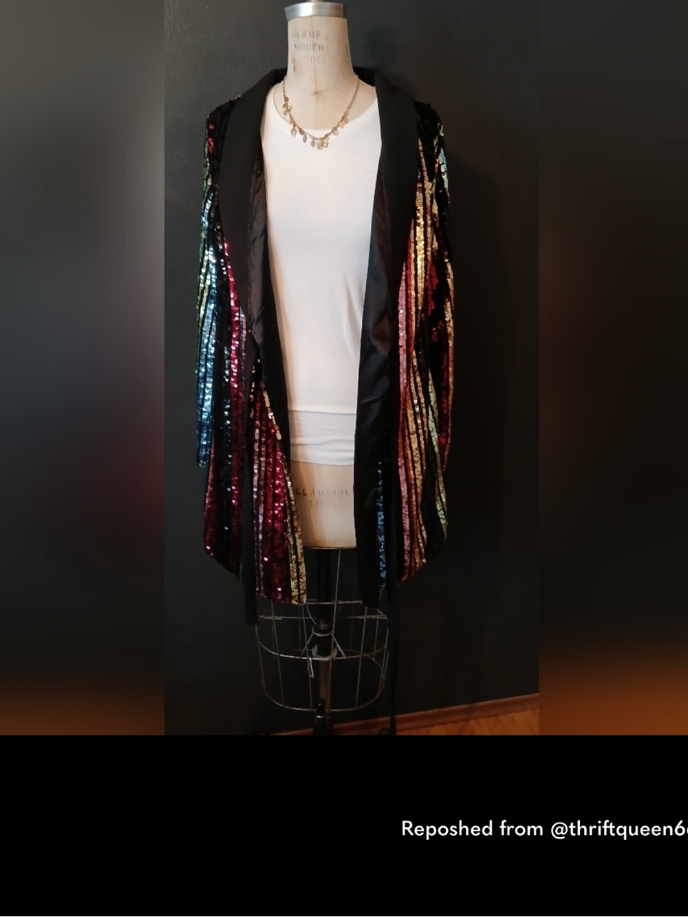 Sequin Stripe Long Sleeve jacket - Black Multicolor